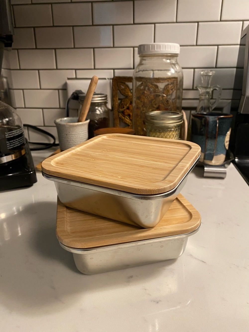 IKEA Stainless Steel Food Containers with Bamboo Lids